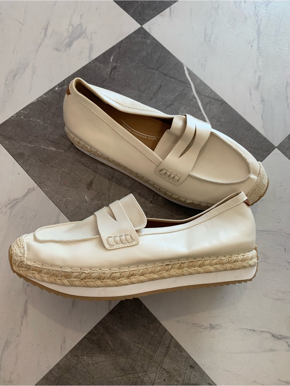 Yellow Box Cream Espadrille Penny Loafers